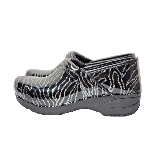 Dansko XP 2.0 Patent Leather Glitter Waves Clog Womens Size EU 38 US 7.5 8 Black - Picture 6 of 8